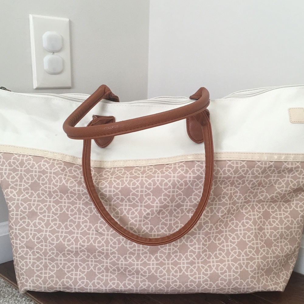 Cream & Tan Weekender Bag
